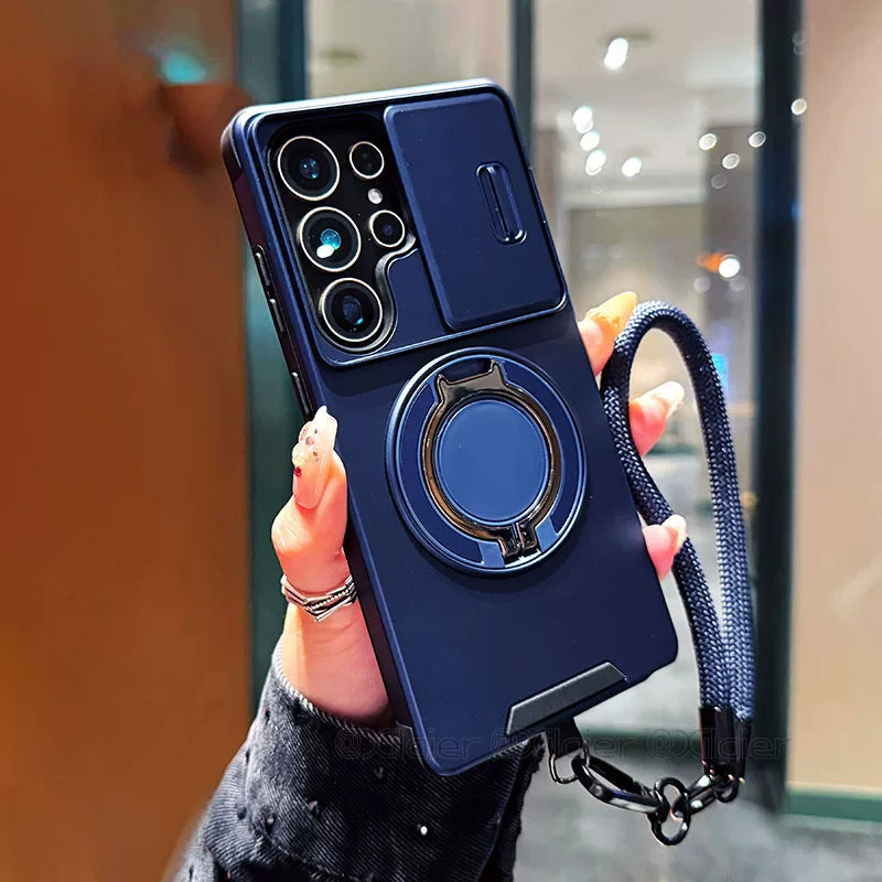 Samsung Galaxy S25 Ultra sürüşən linzalı telefon korpusu, S24 Plus maqnit dayağı, A17 yaradıcı dizaynı, S23 tam örtüklü linza, S20FE premium hiss, düşməyə davamlı yeni A56 modeli, qayışlı A55 ilə uyğun gəlir.