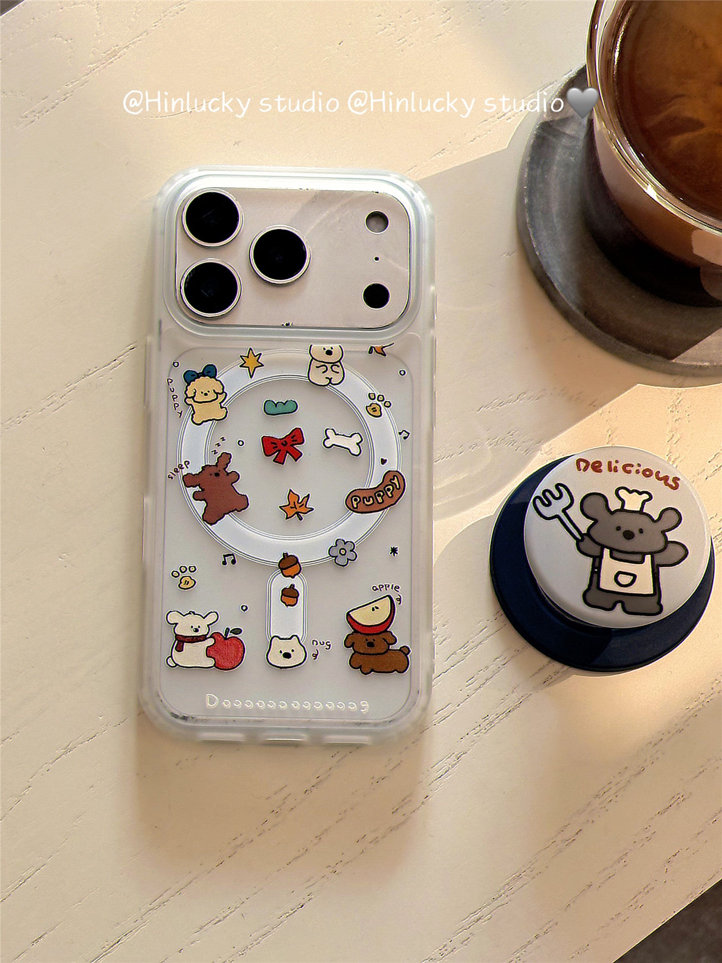 Hinlucky əyləncəli cizgi filmi sevimli bala maqnit tutacağı Apple 17 mobil telefon qutusu iphone16promax yeni 15 yarı şəffaf buzlu 14 yıxılmağa qarşı qoruyucu örtük 13 yaradıcı və super gözəl görünüşlü