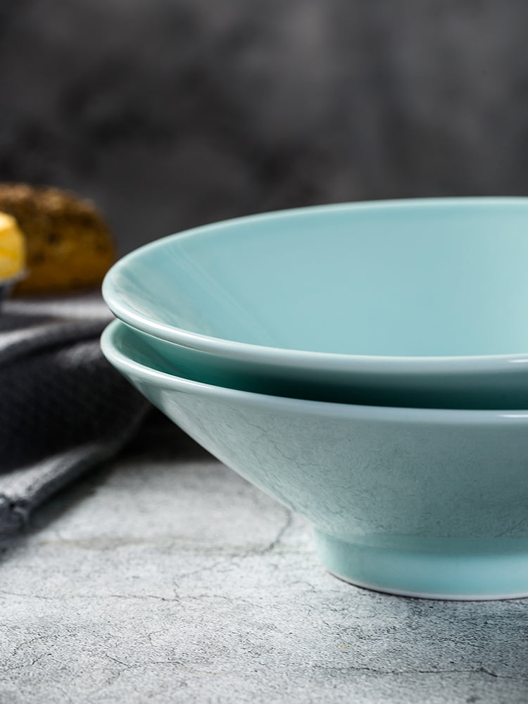 Jingdezhen seladon bambuk papaq qabı, şirli rəngli məişət əriştə qabı, Çin böyük şorba qabı, ticarət Malatang keramika qabları