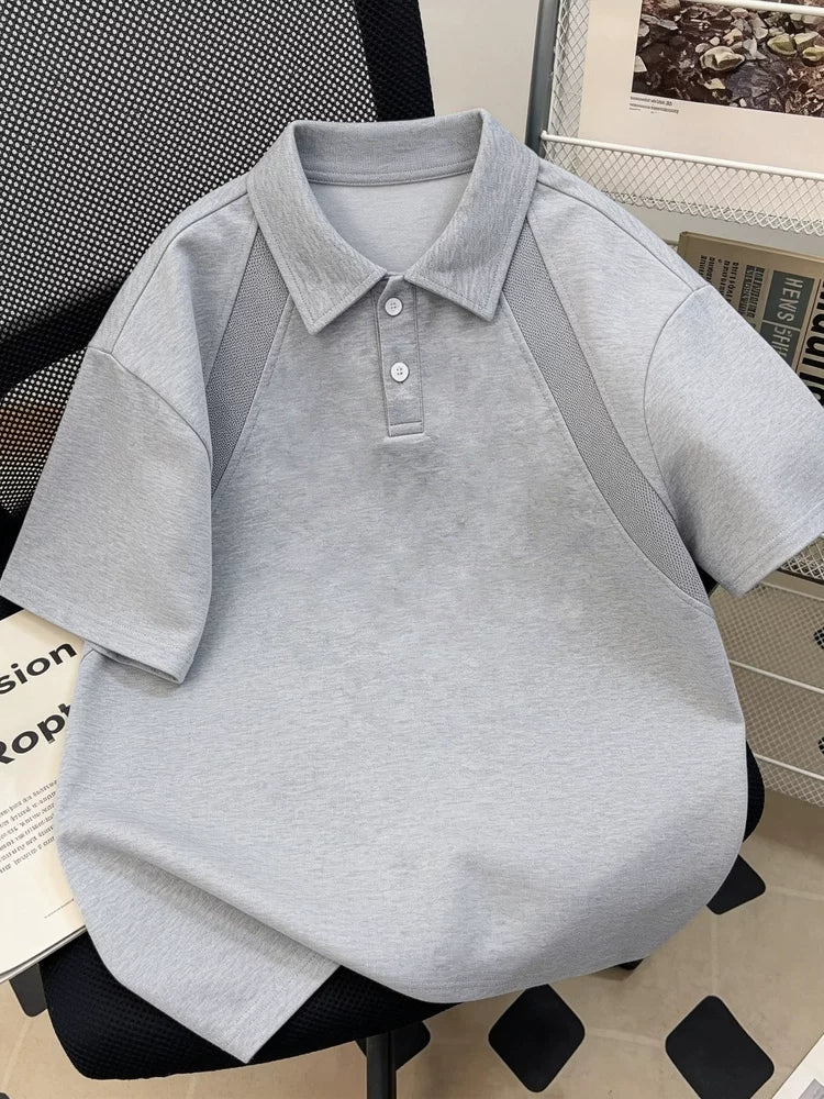 Jeanswest dekonstruksiya edilmiş yaxalı polo köynək qısaqol kişi köynəyi 2026 yeni gözəl yüksək səviyyəli moda markası yarımqol