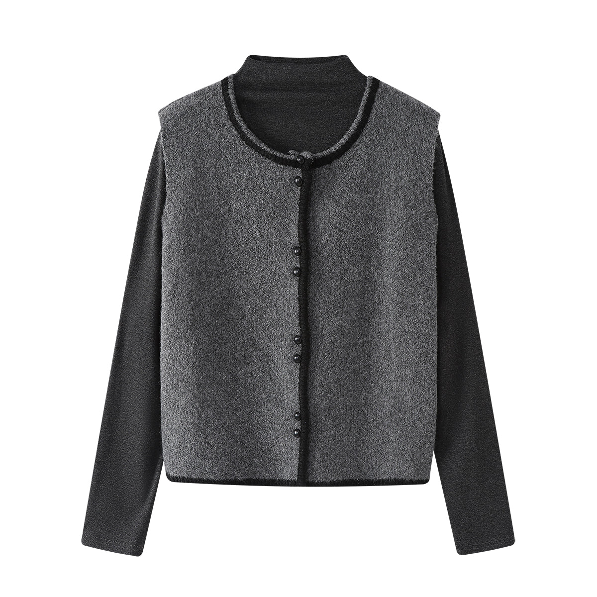 Cholisa Koreya üslubunda zərif iki hissəli qadınlar üçün dəst, jilet, alt qatlı toxunma uzunqol top, payız/qış