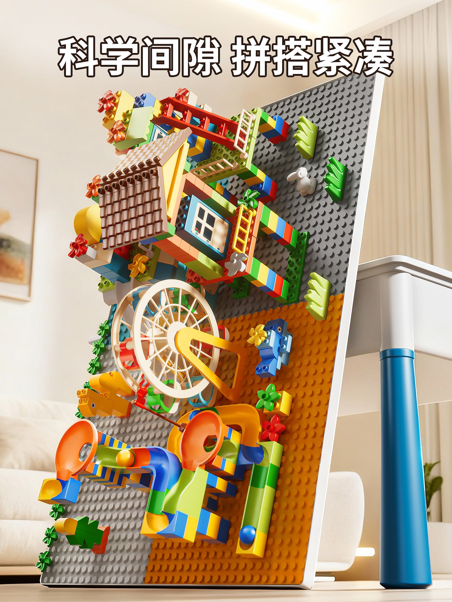 Uşaq tikinti bloklarından ibarət masa, oğlanlar, qızlar, körpələr və körpələr üçün, təhsil, 6 yaşlı uşaqlar üçün çoxfunksiyalı, böyük hissəciklərdən ibarət, yığma dəsti.