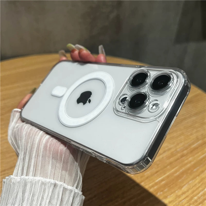 Magsafe maqnit emişi Apple 15 sadə cib telefonu qutusu iPhone14 tam kənar 17 yeni stil 16/13 tam şəffaf 12 yüksək səviyyəli mənada 11 promax kişi və qadın internet məşhur məşhur plus qoruyucu çanta üçün uyğundur