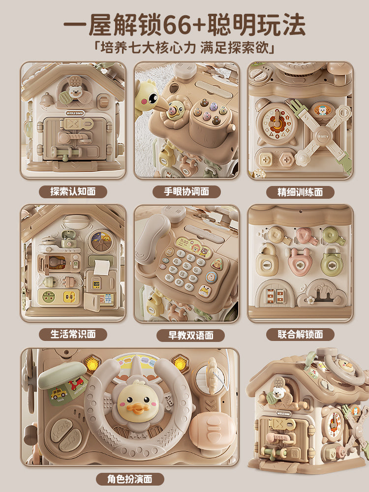 0-3 yaşlı uşaqlar üçün altıbucaqlı körpə oyuncağı, erkən uşaqlıq təhsili, Montessori səbəb-nəticə əlaqəsi, məşğul qutu, forma uyğun ev