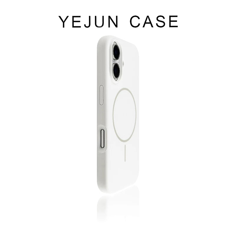 Yejun iphone16/16pro mobil telefon qutusu üçün uyğundur 17 ağ maye maqnit Apple 16promax incə dairə böyük dəlik 15pro dəri hissi 14 yüksək səviyyəli hiss 13 düşməyə qarşı 12 silikon 16plus