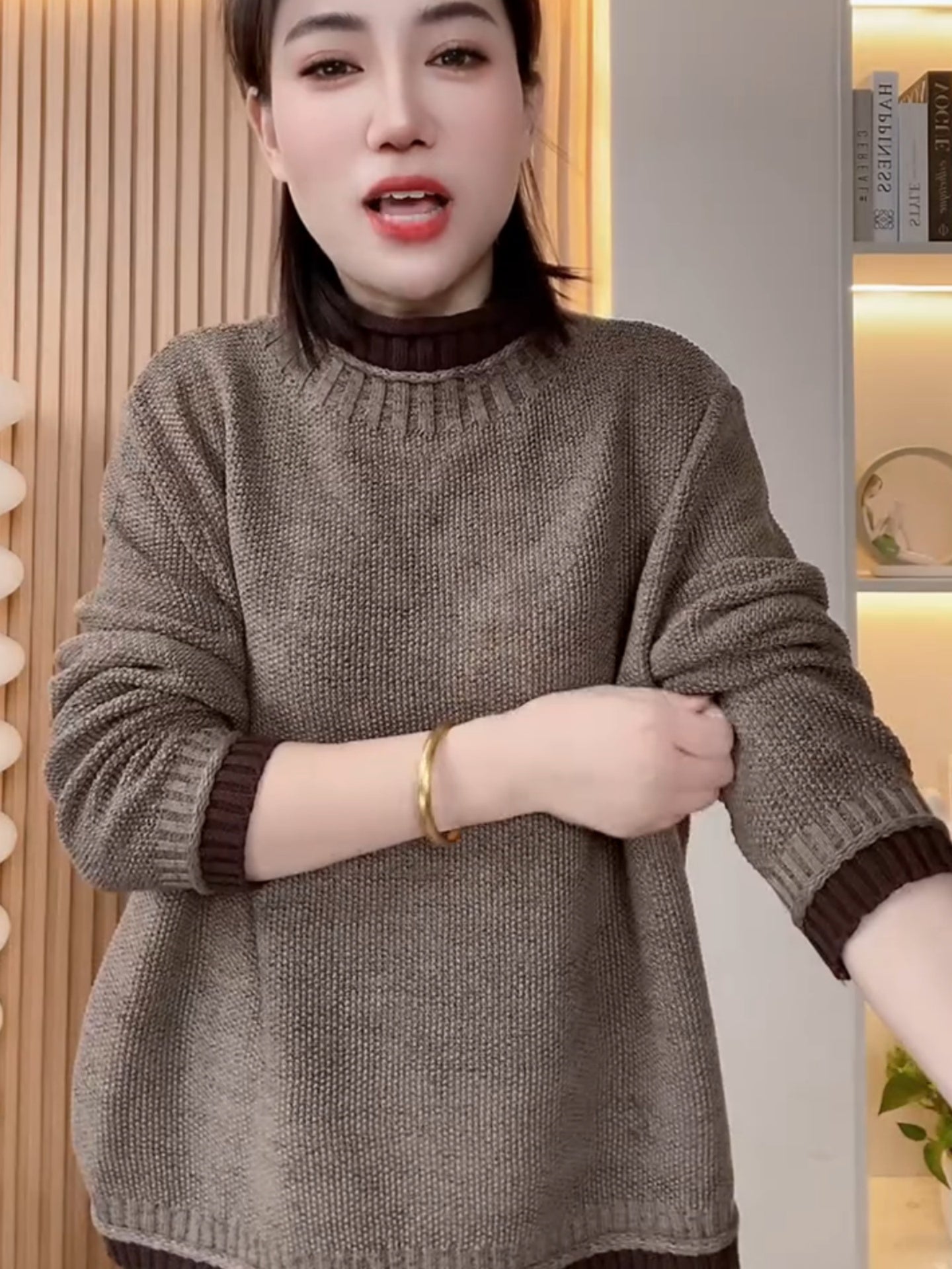 Qadınlar üçün rəngli, uzunqol, isti toxunma sviter, Avropa üslubunda, yeni payız və qış üslubunda, rahat və gənc, arıqladıcı sviter.