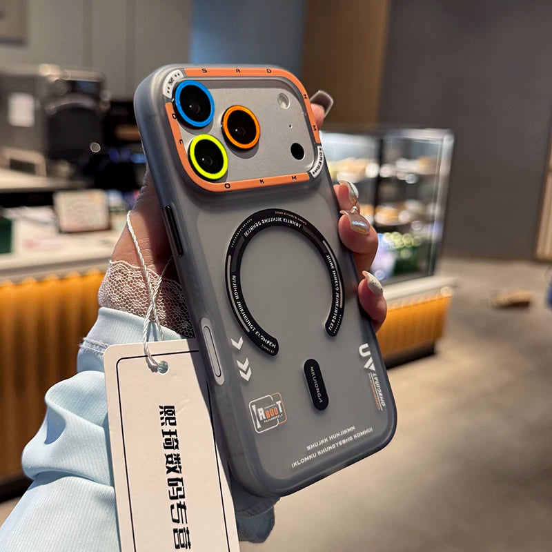 Apple 17 mobil telefon qutusu üçün uyğun çanta düyməsi maqnit udma yeni iphone16promax qoruyucu qutu qabaqcıl narıncı 14PM cib telefonu qutusu kreativ 15pro qoruyucu kişi gözəl görünüşlü şəffaf 13 qutu
