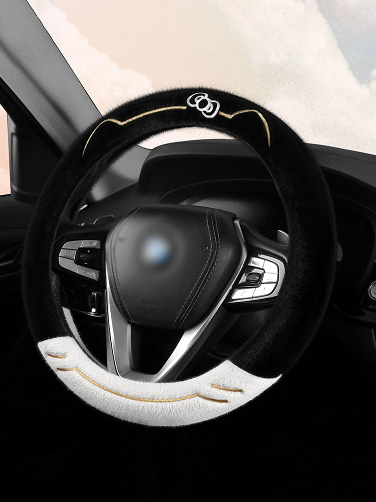 Steering wheel cover, plush protective cover for winter, 2025 new style, all season for women, Bingo Volkswagen car steering wheel cover.
