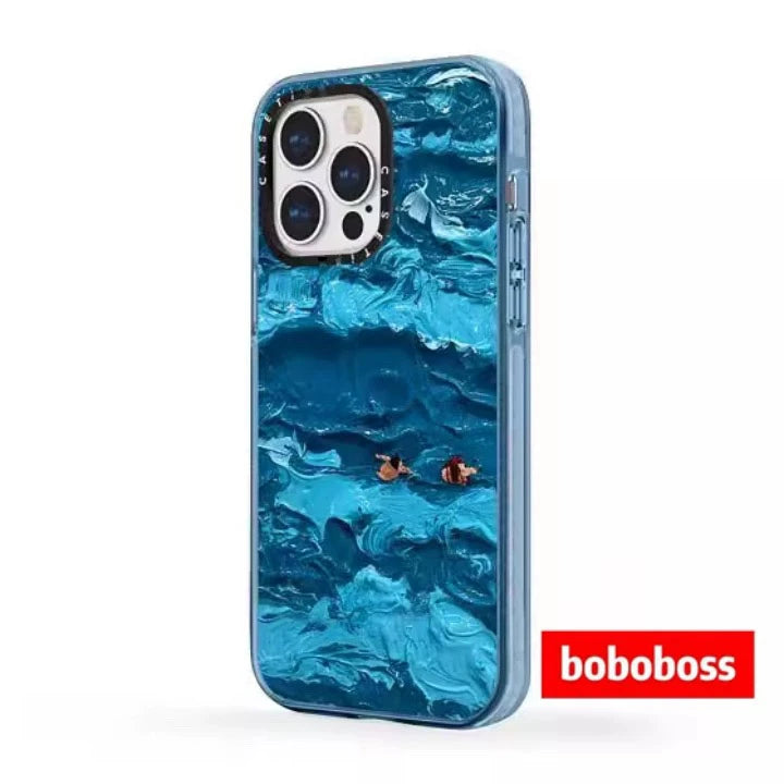 Zavoddan birbaşa! iPhone 17/16/15/14/13/Pro/Max üçün uyğun, yağlı boya üslubunda düşməyə davamlı maqnit telefon korpusu olan Ocean Wave MagSafe ilə rəssam əməkdaşlığı.