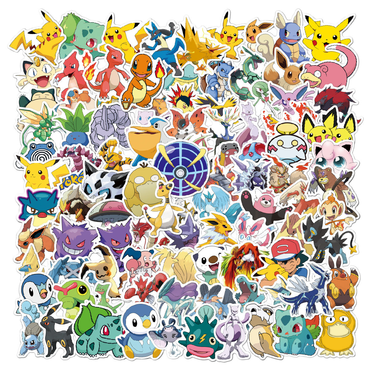 100 cizgi filmi sevimli inkişaf etmiş Pokemon stikerləri suya davamlı qraffiti Pokemon noutbuk planşet gitara Elektrikli avtomobil soyuducusu uşaq dəbilqəsi əl hesabı bəzək stikeri DIY