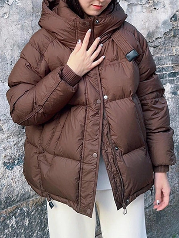 Avropa üslubunda qadınlar üçün böyük ölçülü başlıqlı pambıq yastıqlı gödəkçə, 2026-cı ilin payız və qış yeni modası, Koreya üslubunda boş və isti gödəkçə, gündəlik palto.