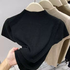 2025 Payız Yeni Gəlişi Yarım Hündür Yaxalı Yumşaq Qısa Qollu T-Shirt Trikotaj Qadınlar üçün İncə Uyğun Dayanacaqlı Yaxalıqlı Üst Qat