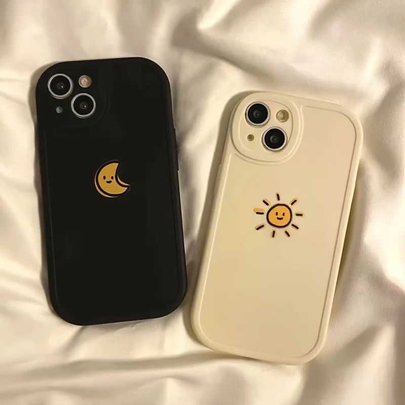 Simple Sun Moon Phone Case for iPhone 11 12 13 14 15 Pro Max