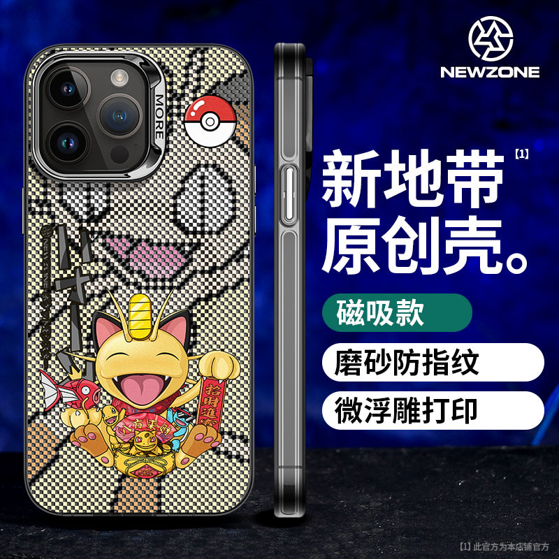 iPhone 15 Pro, Pokémon Apple 14, Gengar IP 13pm, Pikachu 12pro Max və düşmədən qorunmaq üçün yeni MagSafe Pokémon 16 buzlu korpusu üçün yeni Zone uyğun maqnit telefon korpusu.