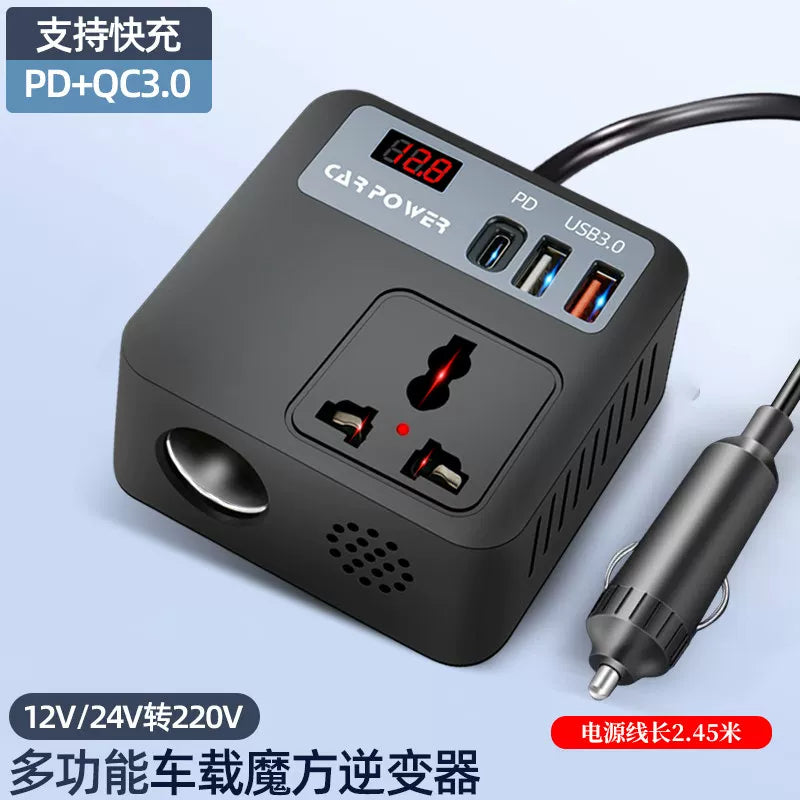 Universal USB şarj yuvası olan avtomobil inverteri 12V/24V-dən 220V-ə qədər yüksək güclü gücləndirici çevirici