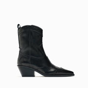 ZA2025 Yeni Orijinal Dəri Hündürdaban Qərb Kovboy Çəkmələri Retro Uclu Barmaqla İşlənmiş Hündürdaban Ayaq Biləyi Çəkmələri Qalın Dabanlı Martin Çəkmələri Qadınlar üçün