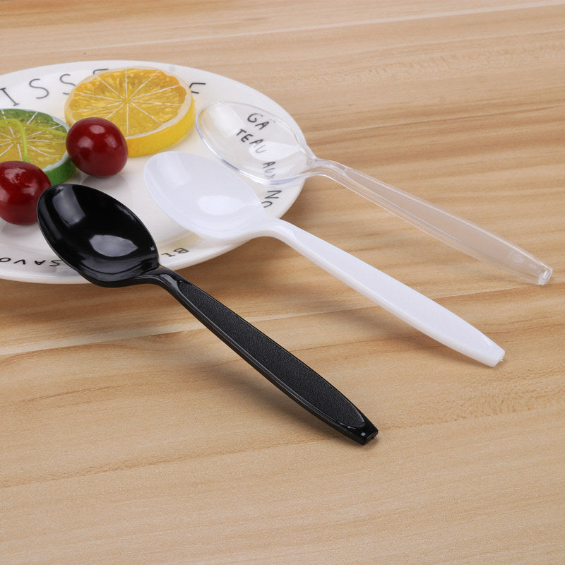 Qatılaşdırılmış birdəfəlik qaşıq, plastik şorba qaşığı, sıyıq qaşığı, desert qaşığı, fərdi qablaşdırılan ağ dəyirmi baş qaşıq, 100 ədəd