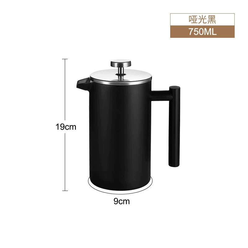 Highwin304 paslanmayan poladdan fransız press qəhvə qabı Fransız əl ilə dəmlənmiş qəhvə dəsti çay üçün ikiqat izolyasiya