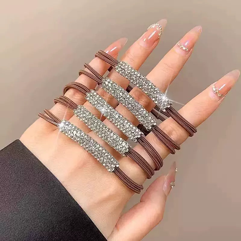 At quyruğu saç ipi olan qadınlar üçün Rhinestone üslubunda saç ipi 2024 yeni stil yüksək elastik və davamlı rezin bant