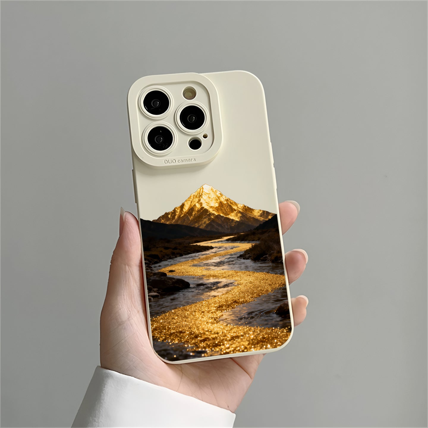Qara qızıl enerji axını suyu iPhone17pro güzgü 16promax sadə 15Pro Apple 14 mobil telefon qutusu xsmax makiyaj 13 fortune 12 cüt 7 dağ zirvəsi 8plus yaradıcı x üçün uyğun qızıl çıxarır