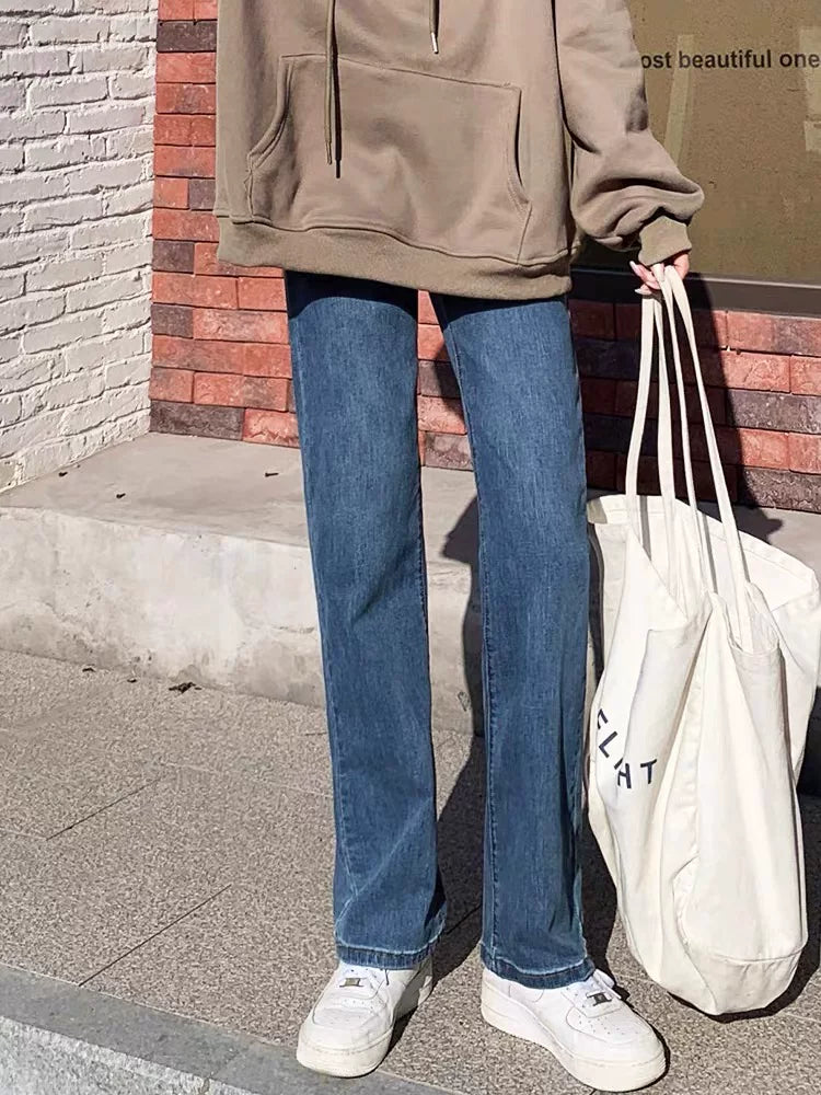 Qadınlar üçün armud formalı, incə, düz ayaqlı cins şalvar, yeni payız modası, böyük ölçü, yüksək belli, arıqladıcı, qara şalvar, əlavə uzun.