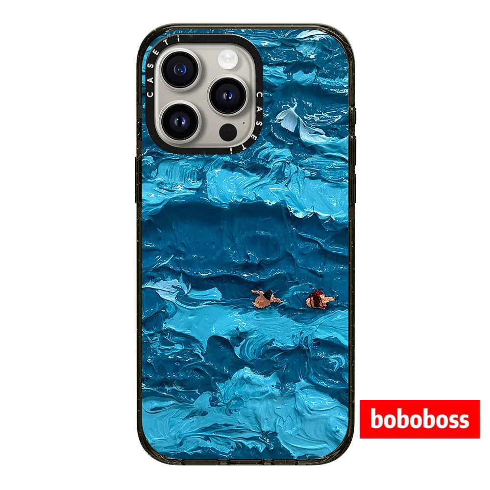 Zavoddan birbaşa! iPhone 17/16/15/14/13/Pro/Max üçün uyğun, yağlı boya üslubunda düşməyə davamlı maqnit telefon korpusu olan Ocean Wave MagSafe ilə rəssam əməkdaşlığı.