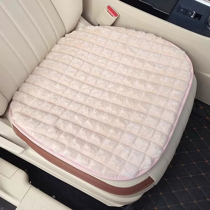Soft warm lumbar support car seat cushion for winter, universal car interior back seat cover, non-slip car mat for women.