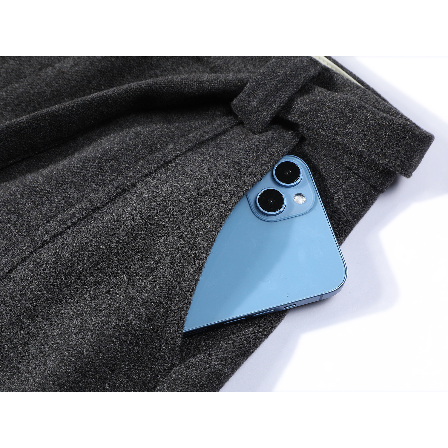 Cholisa Boz Yun Qadınlar üçün Gündəlik Şalvar, 2026 Payız/Qış Yeni Model, Boş və Rahat Model, Yüksək Bel, Geniş Ayaq, Əyri Şalvar