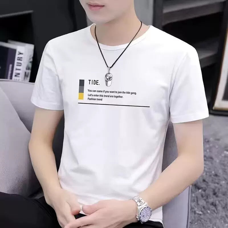 Guangzhou Thirteen Lines Kişi Qısaqol T-shirt Yay 2024 Yeni Buz İpək Üst Yarımqol Kişi T-shirt Geyimi