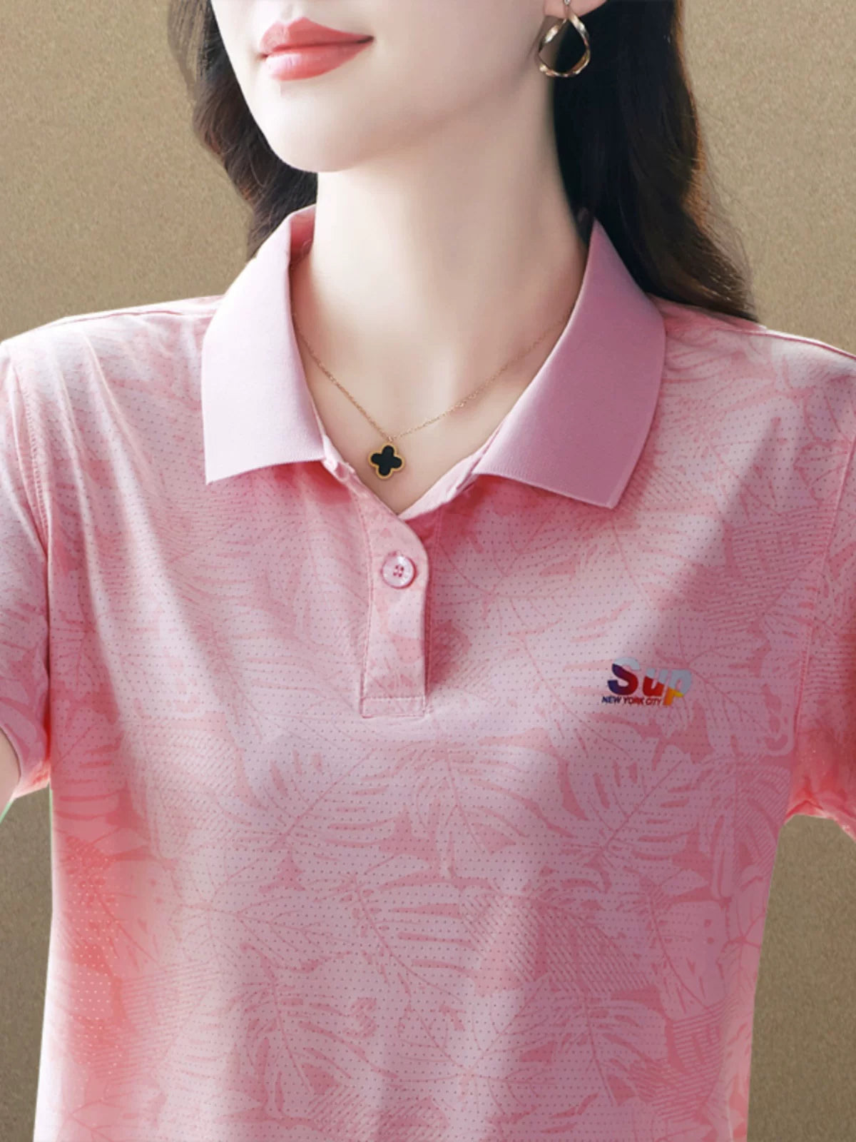 2026 Yay Nazik Açıq Qaçış Yakalı POLO Köynək Dəbli və Qərb üslublu Ana Buz İpəyi Tez Quruyan İdman T-shirti Qadınlar üçün