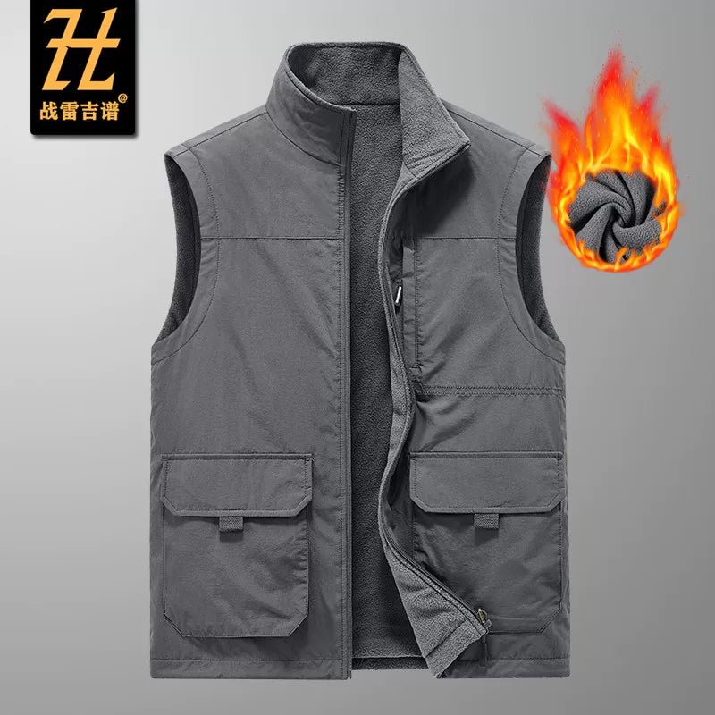 Çoxlu cibli, yun astarlı, böyük ölçülü, payız/qış üslubunda, geri çəkilə bilən kişi idman və açıq hava jileti