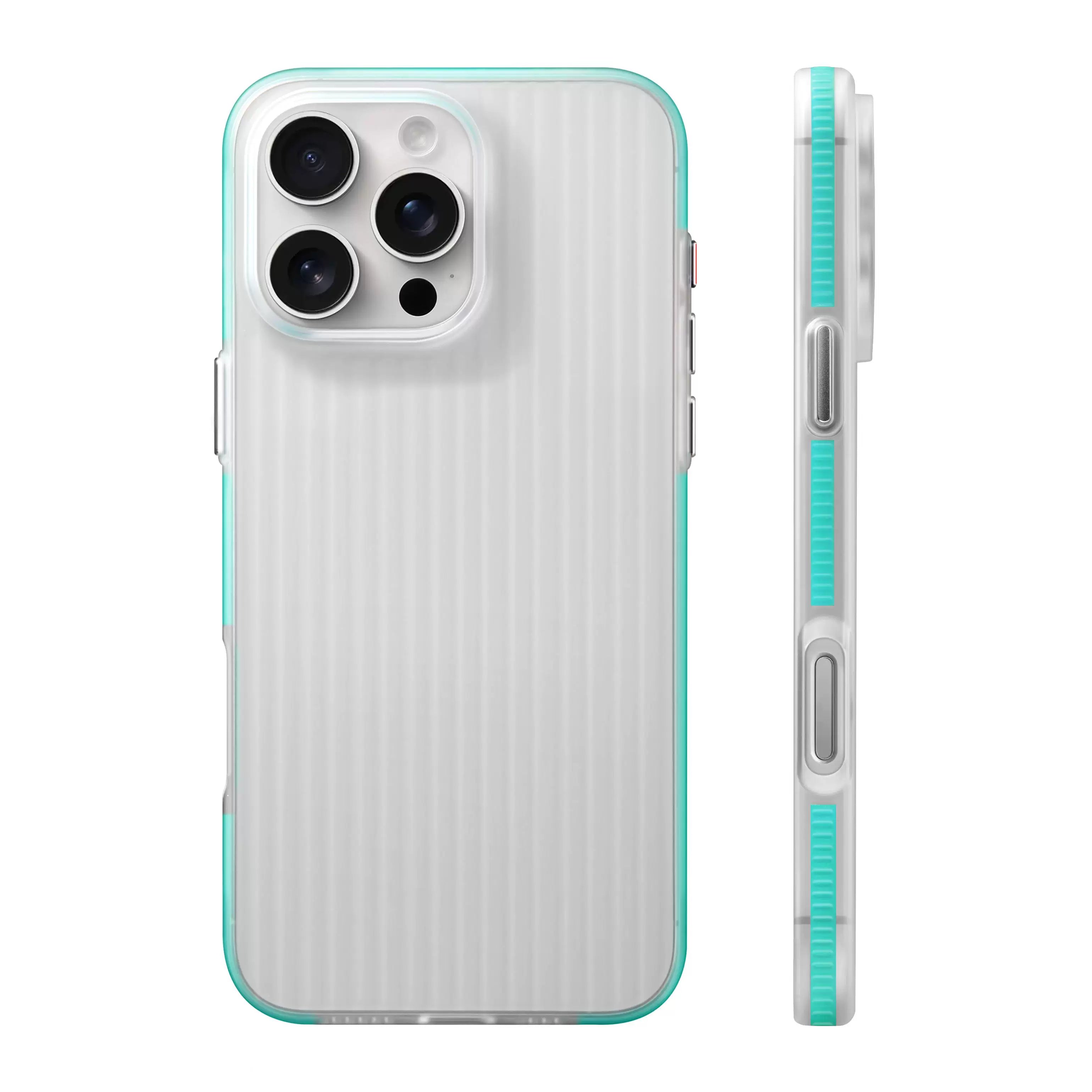 Sanlinba büzməli zolaqlı maqnit telefon qutusu Apple iPhone17ProMax/16/15 dəriyə bənzər şəffaf şaxtalı sürüşməyə qarşı MagSafe qoruyucu qutusu yeni təkmilləşdirilmiş sadə sərt qabıq üçün uyğundur