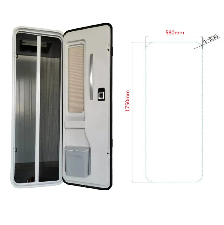 European style RV door, Ford Transit, Iveco, Maxus trailer middle door, with sunshade, insect screen, trash can and top door.