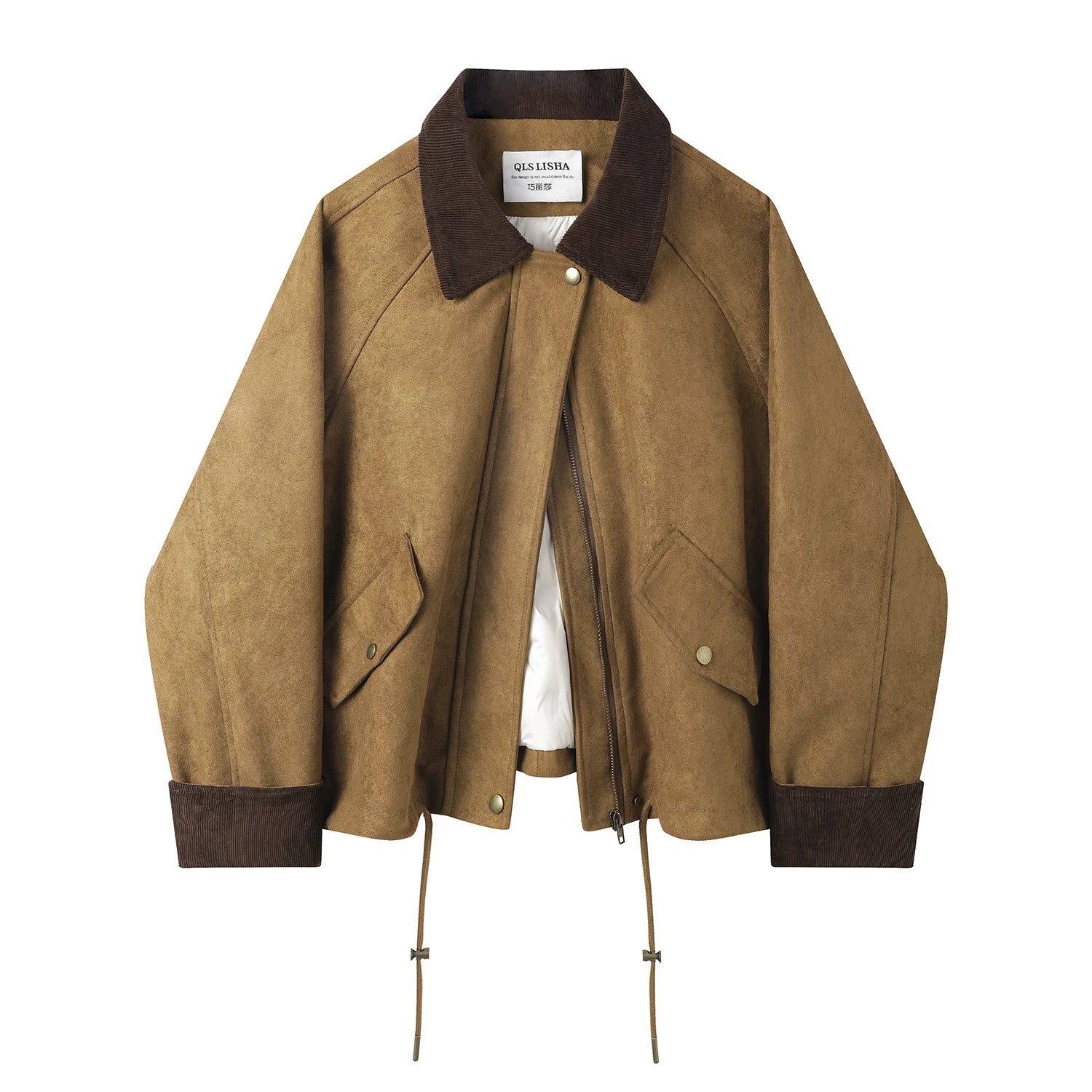 Chorlisa Retro Corduroy Yaxalı Zamşa Yüngül Aşağı Gödəkçə, Qadınlar üçün Qış 2025 Yeni Qısa Gödəkçə