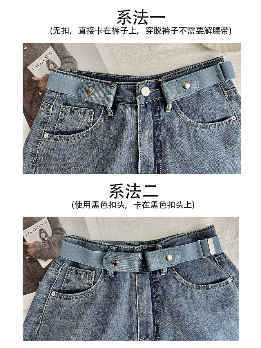 Kişilər və qadınlar üçün tənbəl kəmər elastik kəmər yeni moda elastik tələbə hərbi təlim jeans kəmər bel artefaktı