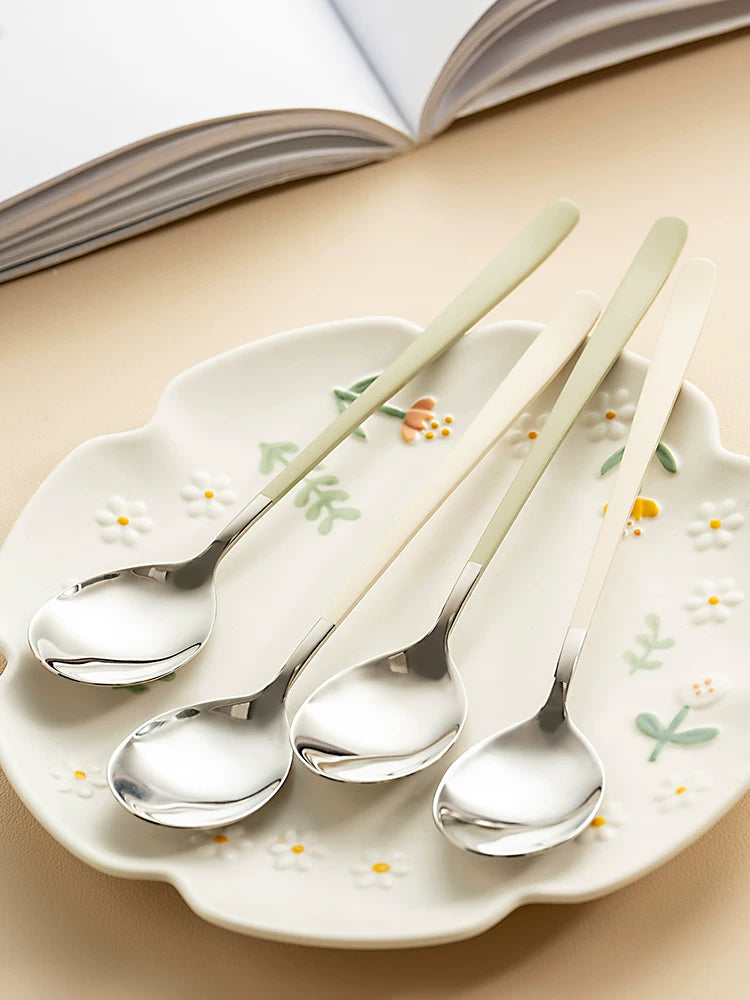 onlycook südlü ağ 304 paslanmayan polad qaşıq məişət yemək qaşığı Koreya kiçik qaşıq qarpız qaşığı