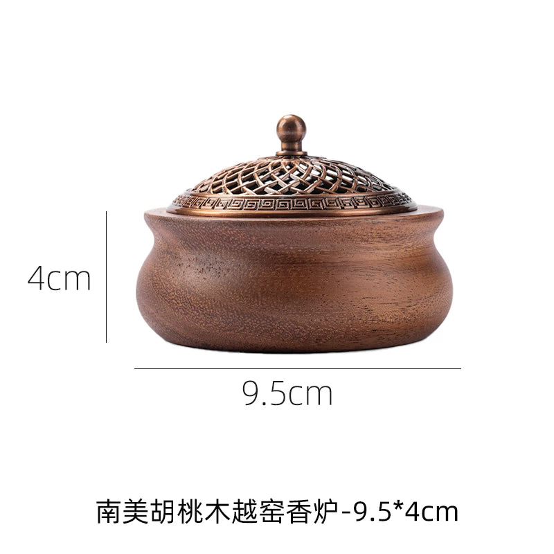 Qoz ev qapalı buxur yandırıcı bərk ağac çay mərasimi səndəl ağacı agarwood buxur yandırıcı disk buxur burner ağcaqanad rulon qabı tel buxur yandırıcı