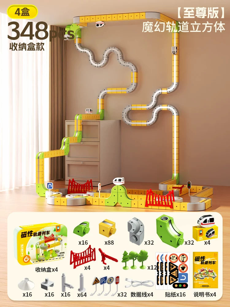Əyləncəli və Sehrli Maqnit İzli Uşaq Təhsil Yüksək Sürətli Qatar Oyuncağı Oğlanlar və Qızlar üçün DIY Tikinti Blokları Hədiyyə 3