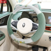ORA Good Cat Car Steering Wheel Cover GT Car Interior Accessories Support Cover Popular Cream Green Winter Plush For Women