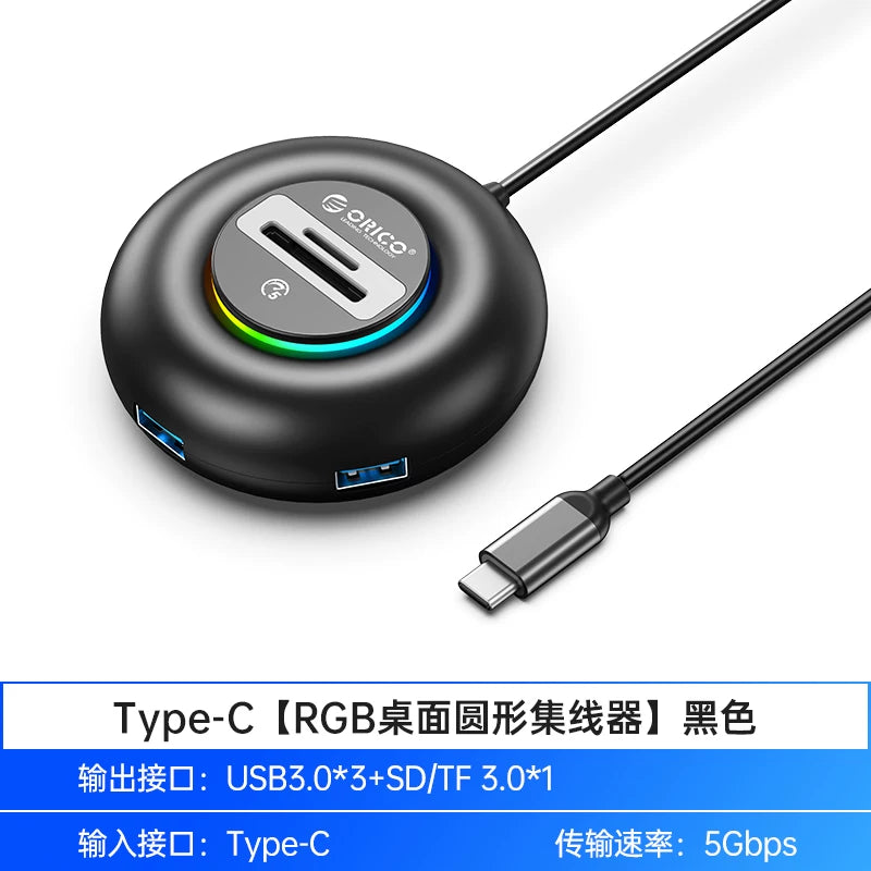Orric usb interfeysi genişləndirici mərkəzi hub birdən ikiyə uzatma kabeli genişləndirici dok tipc splitter birdən dördə noutbuk xarici U disk çevirmə konnektoru SD/TF oxuyucusu
