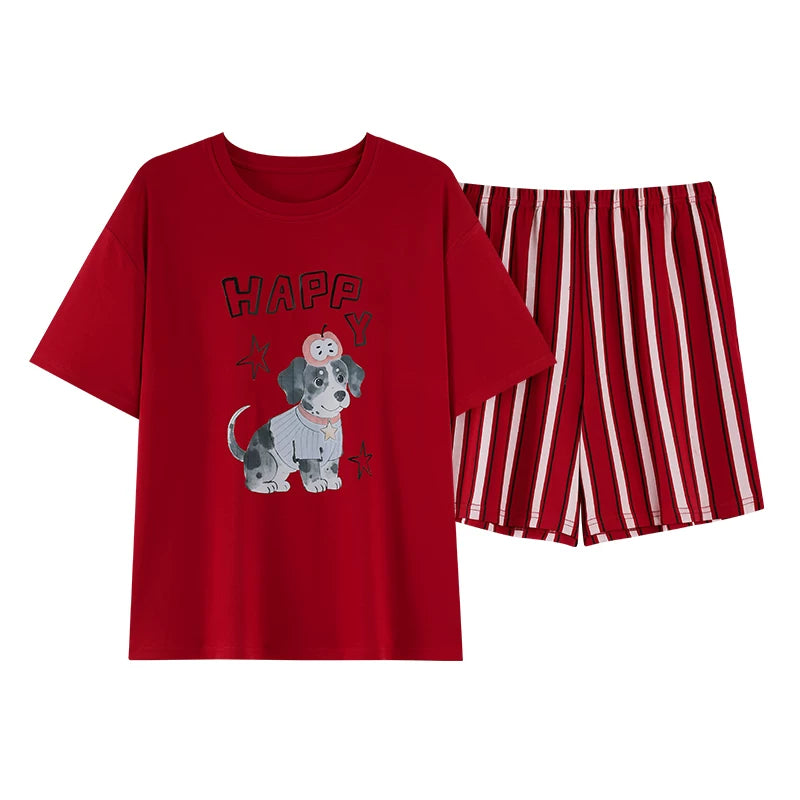 OxyTime oksigen vaxtı təmiz pambıq pijama qadınların sinə yastıqları ilə yay şortu 2026 yeni bəbir çaplı ev geyimi dəsti