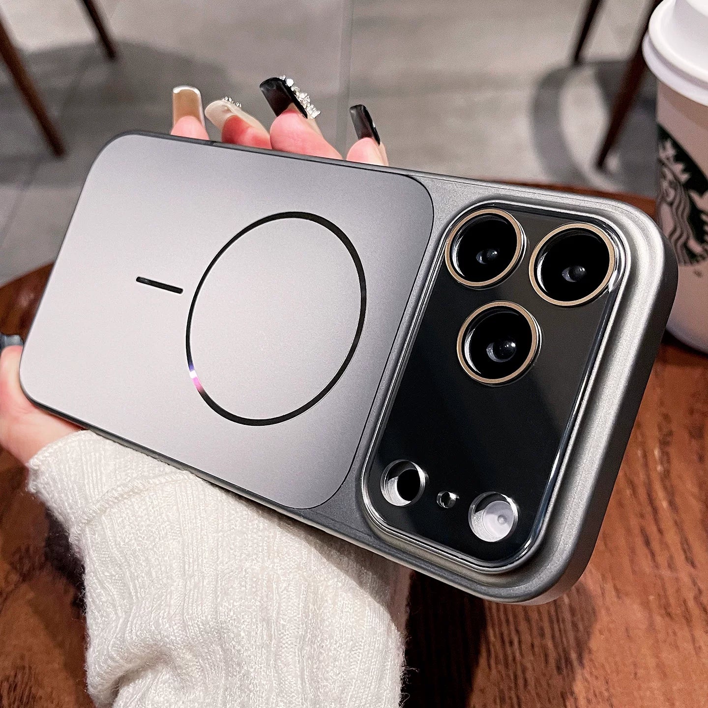 Magsafe maqnit ön sözü Apple 17promax mobil telefon qutusu üçün uyğundur iphone16pm yeni buzlu ikinci dəyişiklik 17 lens 15pro kamera açarı hər şey daxil 14 yüngül lüks yüksək səviyyəli 13 çəhrayı qadın sərt çanta