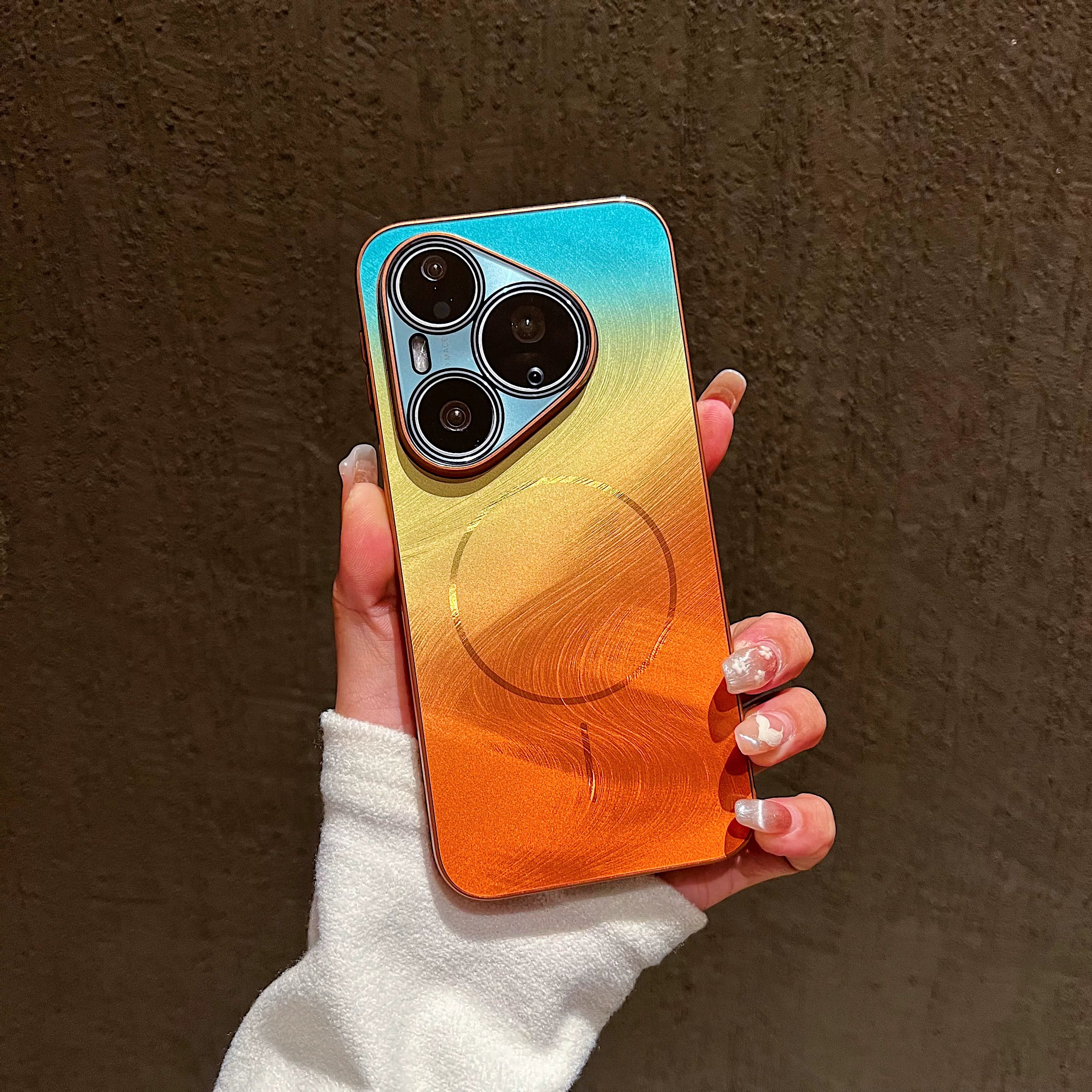 Pura90promax mobil telefon qutusu üçün uyğundur Huawei yeni seriyalı dörd künclü düşməyə qarşı lens hər şey daxil olmaqla qoruyucu örtük maqnit udma qabaqcıl sadə pura80pro gradient buzlu ultra nazik p70ultra Hui