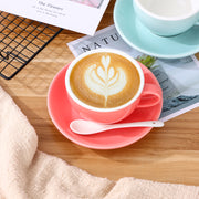 Sadə və kreativ latte sənəti qəhvə fincanı, böyük ağız kapuçino lattesi, İtalyan qəhvə fincanı və nəlbəki dəsti 250ml