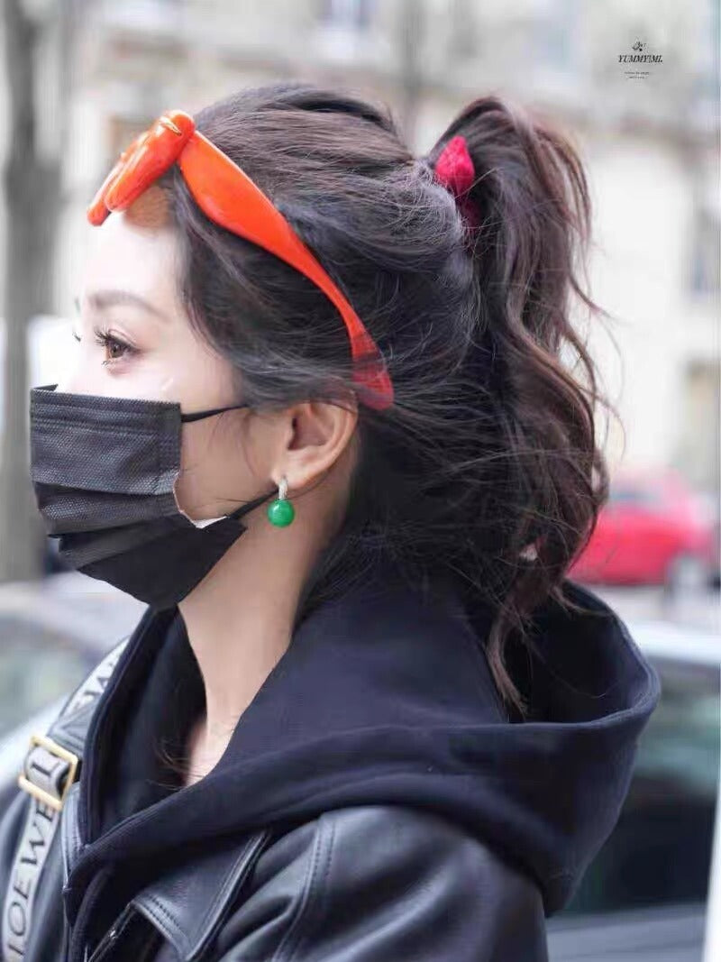 Günəş eynəkləri Yang Mi-nin eyni üslublu Paris Moda Həftəsi qırmızı dəyirmi günəş eynəyi sevimli günəş kölgəsi anti-UV çərçivələri trendi