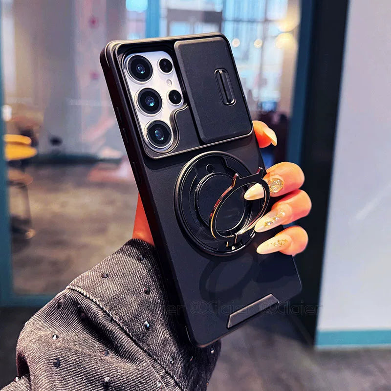 Samsung Galaxy S25 Ultra sürüşən linzalı telefon korpusu, S24 Plus maqnit dayağı, A17 yaradıcı dizaynı, S23 tam örtüklü linza, S20FE premium hiss, düşməyə davamlı yeni A56 modeli, qayışlı A55 ilə uyğun gəlir.