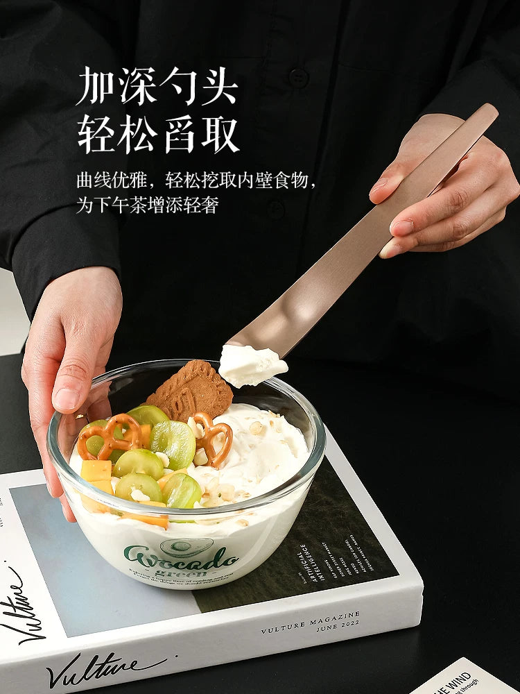 Kawashimaya qatıq qabı spatula paslanmayan poladdan qatıq qaşığı dondurma dondurma qaşığı tort yulaf ezmesi deserti qaşıq