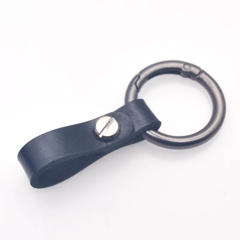 Genuine leather round ring car key chain men's cowhide key chain waist key ring car key chain pendant decoration