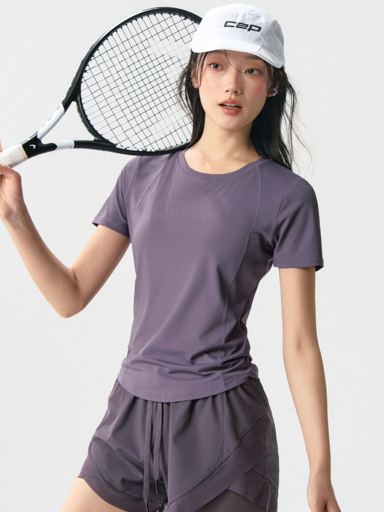 Ağır Atletika Fairy Yeni Yoqa Geyimi Qadın Açıq Havada Qaçış Məşq İdmanı İdman T-shirti Nəfəs ala bilən Tennis Fitness Üstü