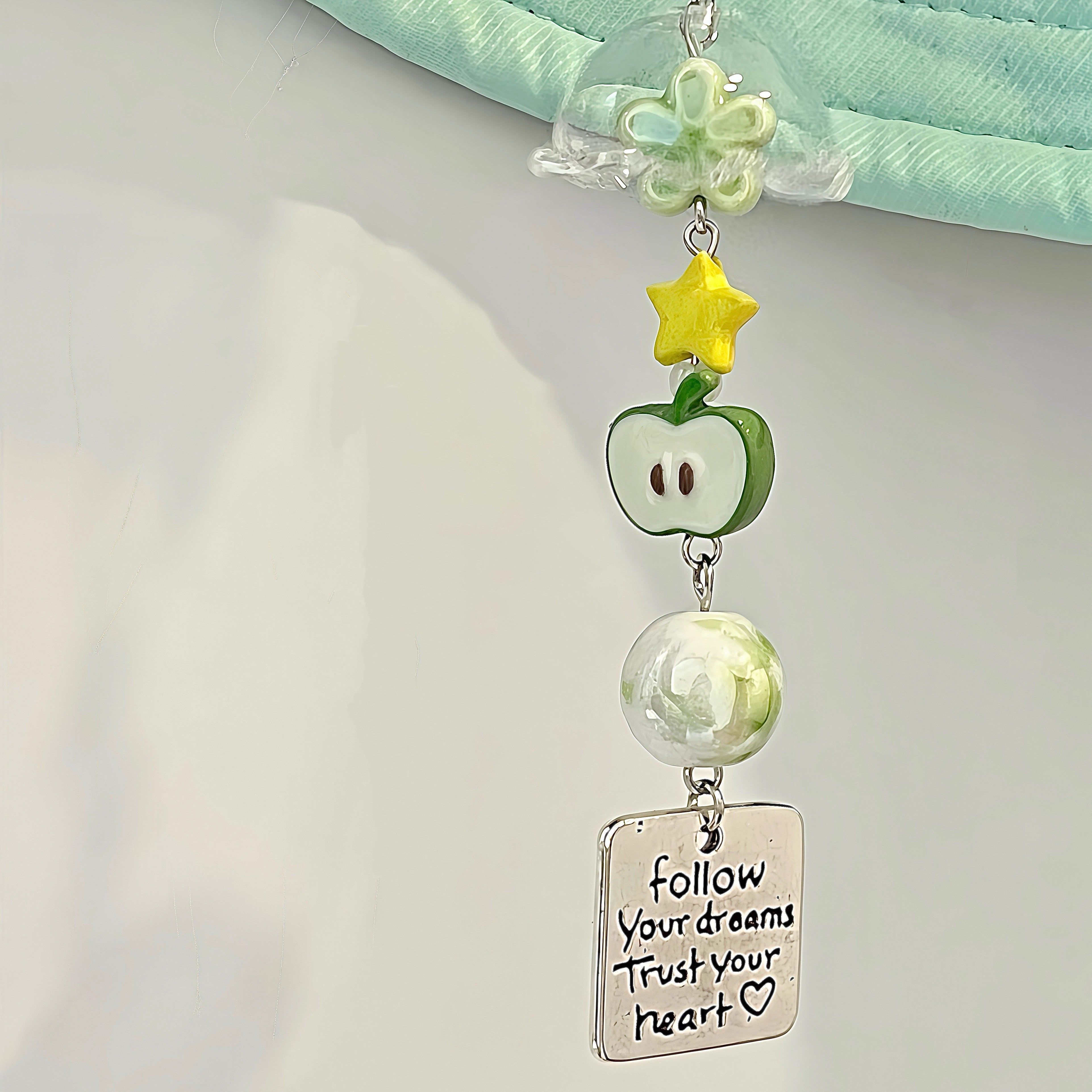 DIY Apple Wind Chime Girls' Handmade Lucky Charm Chain Phone Chain Key Chain Bag Pendant Decoration
